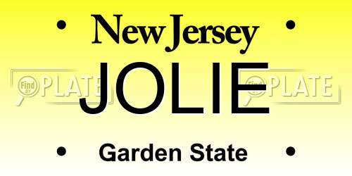 JOLIE New Jersey License Plate