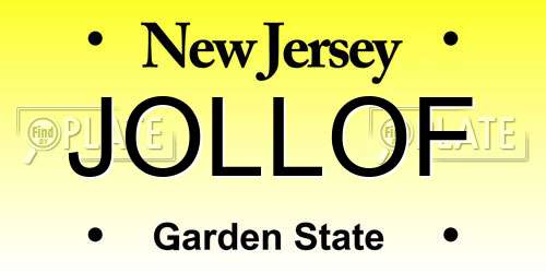 JOLLOF New Jersey License Plate
