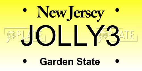 JOLLY3 New Jersey License Plate