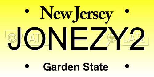 JONEZY2 New Jersey License Plate