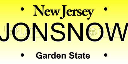 JONSNOW New Jersey License Plate
