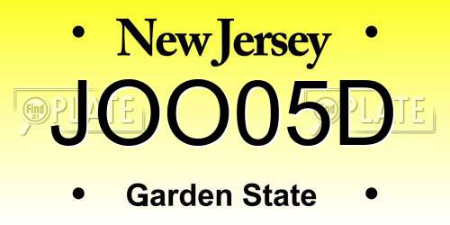 JOO05D New Jersey License Plate