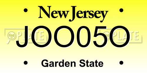 JOO05O New Jersey License Plate