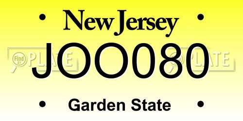 JOO080 New Jersey License Plate