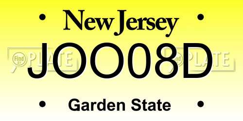JOO08D New Jersey License Plate