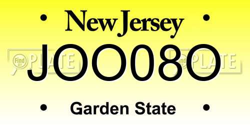 JOO08O New Jersey License Plate