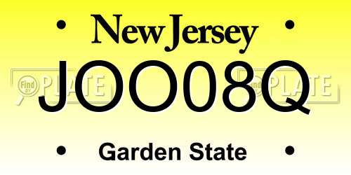 JOO08Q New Jersey License Plate
