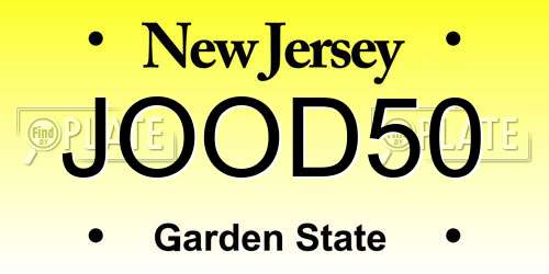 JOOD50 New Jersey License Plate
