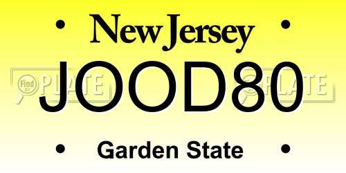 JOOD80 New Jersey License Plate