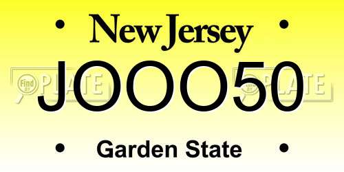 JOOO50 New Jersey License Plate