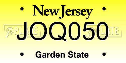 JOQ050 New Jersey License Plate