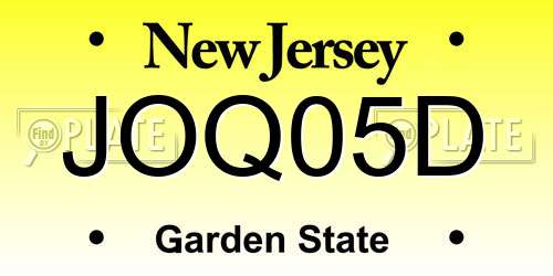 JOQ05D New Jersey License Plate