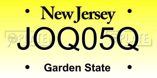 JOQ05Q New Jersey License Plate