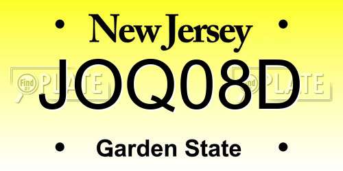 JOQ08D New Jersey License Plate
