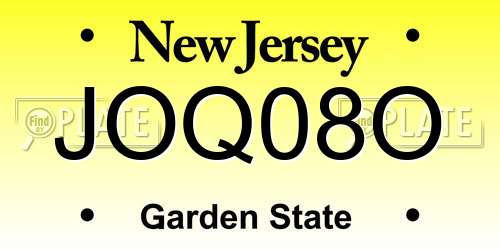 JOQ08O New Jersey License Plate