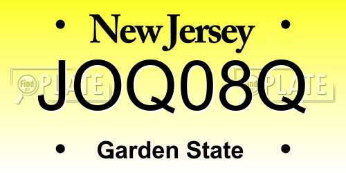 JOQ08Q New Jersey License Plate