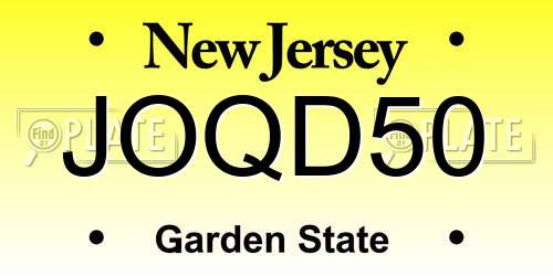 JOQD50 New Jersey License Plate