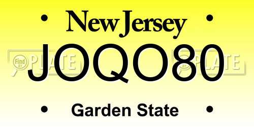 JOQO80 New Jersey License Plate