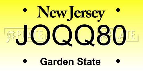 JOQQ80 New Jersey License Plate