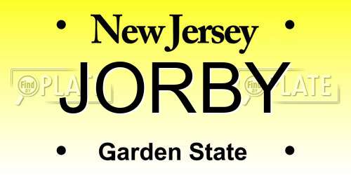 JORBY New Jersey License Plate