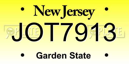 JOT7913 New Jersey License Plate