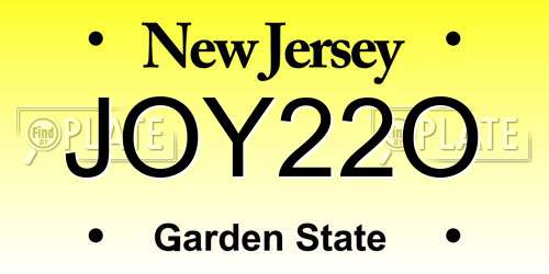 JOY22O New Jersey License Plate