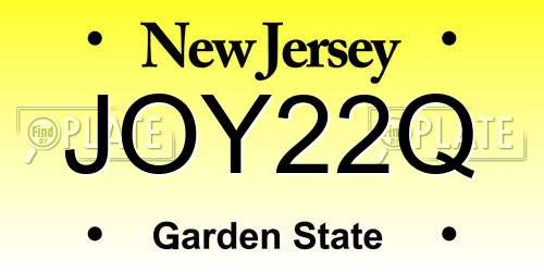 JOY22Q New Jersey License Plate