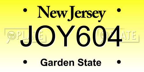 JOY604 New Jersey License Plate
