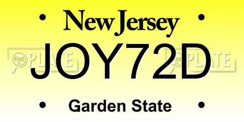 JOY72D New Jersey License Plate