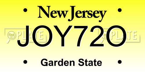 JOY72O New Jersey License Plate