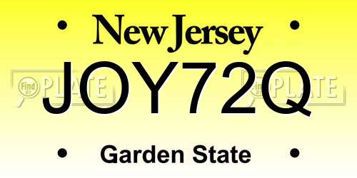 JOY72Q New Jersey License Plate