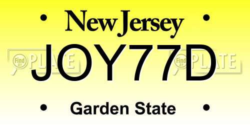 JOY77D New Jersey License Plate