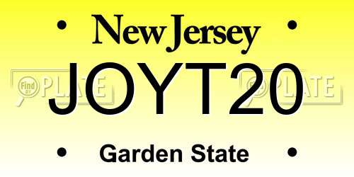 JOYT20 New Jersey License Plate