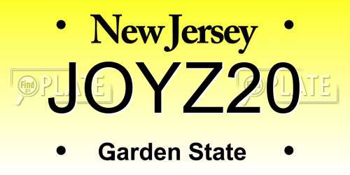 JOYZ20 New Jersey License Plate