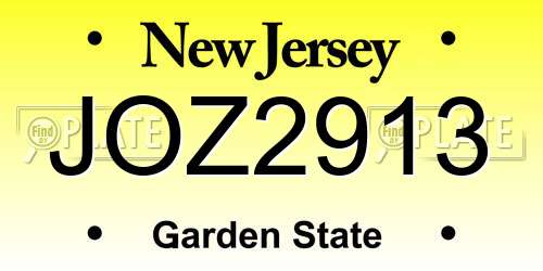 JOZ2913 New Jersey License Plate