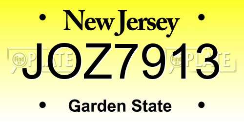 JOZ7913 New Jersey License Plate