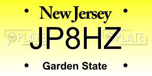 JP8HZ New Jersey License Plate