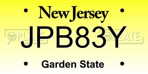 JPB83Y New Jersey License Plate