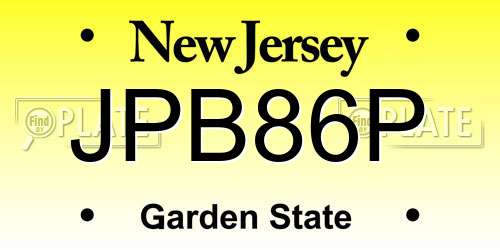 JPB86P New Jersey License Plate