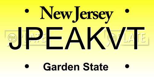 JPEAKVT New Jersey License Plate