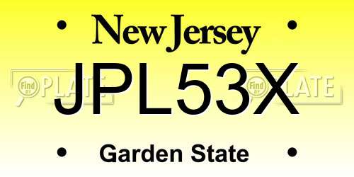 JPL53X New Jersey License Plate