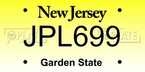 JPL699 New Jersey License Plate