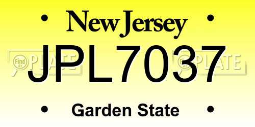 JPL7037 New Jersey License Plate