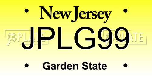 JPLG99 New Jersey License Plate