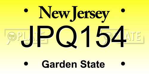 JPQ154 New Jersey License Plate