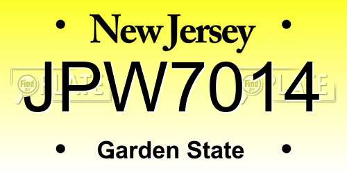 JPW7014 New Jersey License Plate