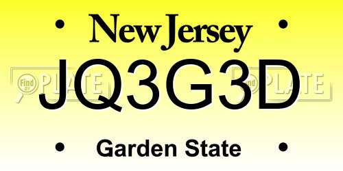 JQ3G3D New Jersey License Plate