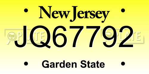 JQ67792 New Jersey License Plate