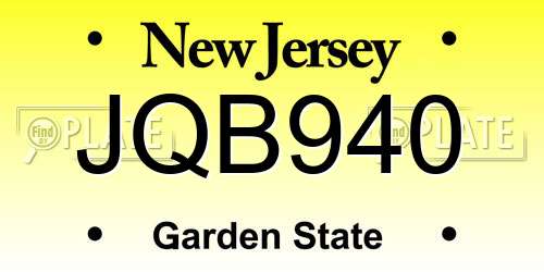 JQB940 New Jersey License Plate