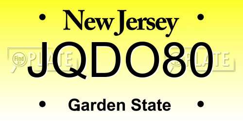 JQDO80 New Jersey License Plate